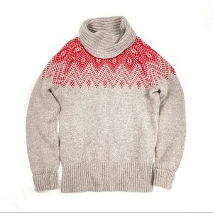 GAP Fair Isle Lambs’ Wool Sweater Festive Thick Knit Cowl Neck Turtleneck Nordic